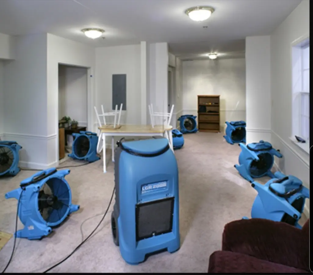 Air movers and dehumidifier setup for Water Damage Restoration in Lake Oswego